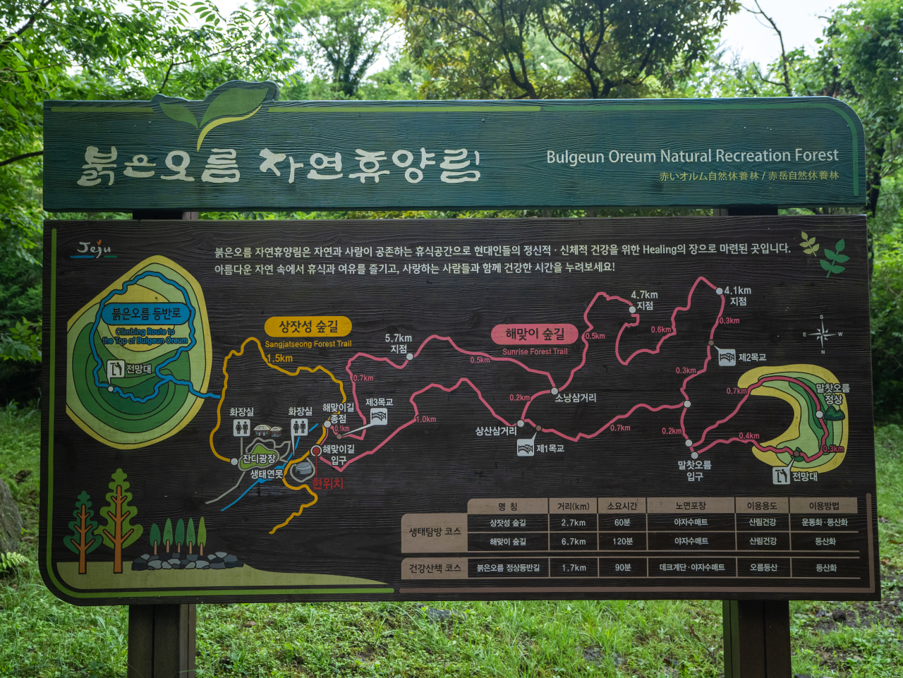 붉은오름 자연휴양림 안내도